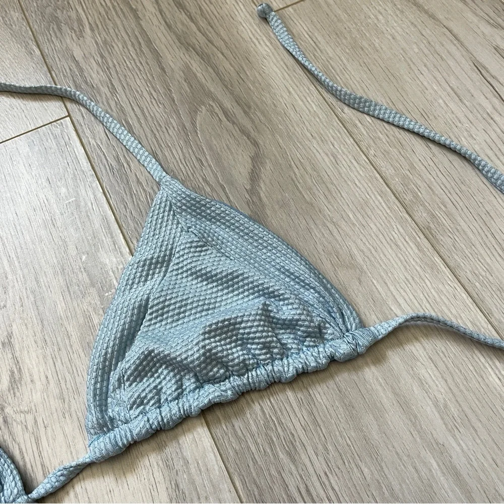 Frankies Bikinis Bikini Top polka dot sparkly womens Blue (xsmall) halter swim